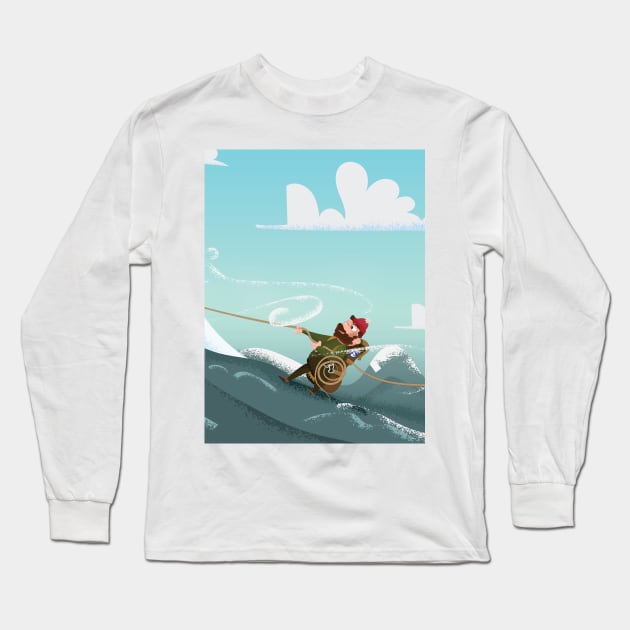 Cartoon Rock Climber Long Sleeve T-Shirt by nickemporium1